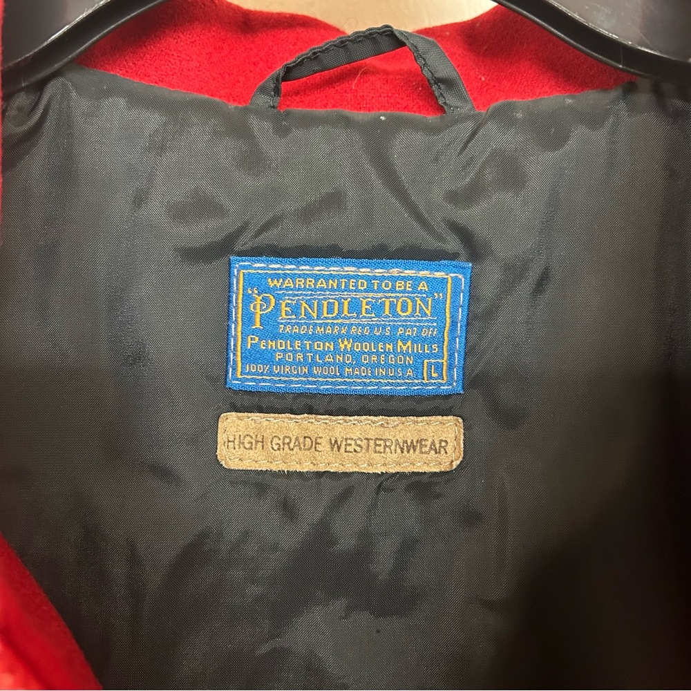 Pendleton Red and Black Geometric Bomber Jacket - image 5